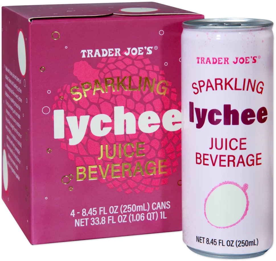 Trader Joe’s Sparkling LYCHEE Juice Beverage 4-Cans Tropical Mixer * BB 4/2027 *