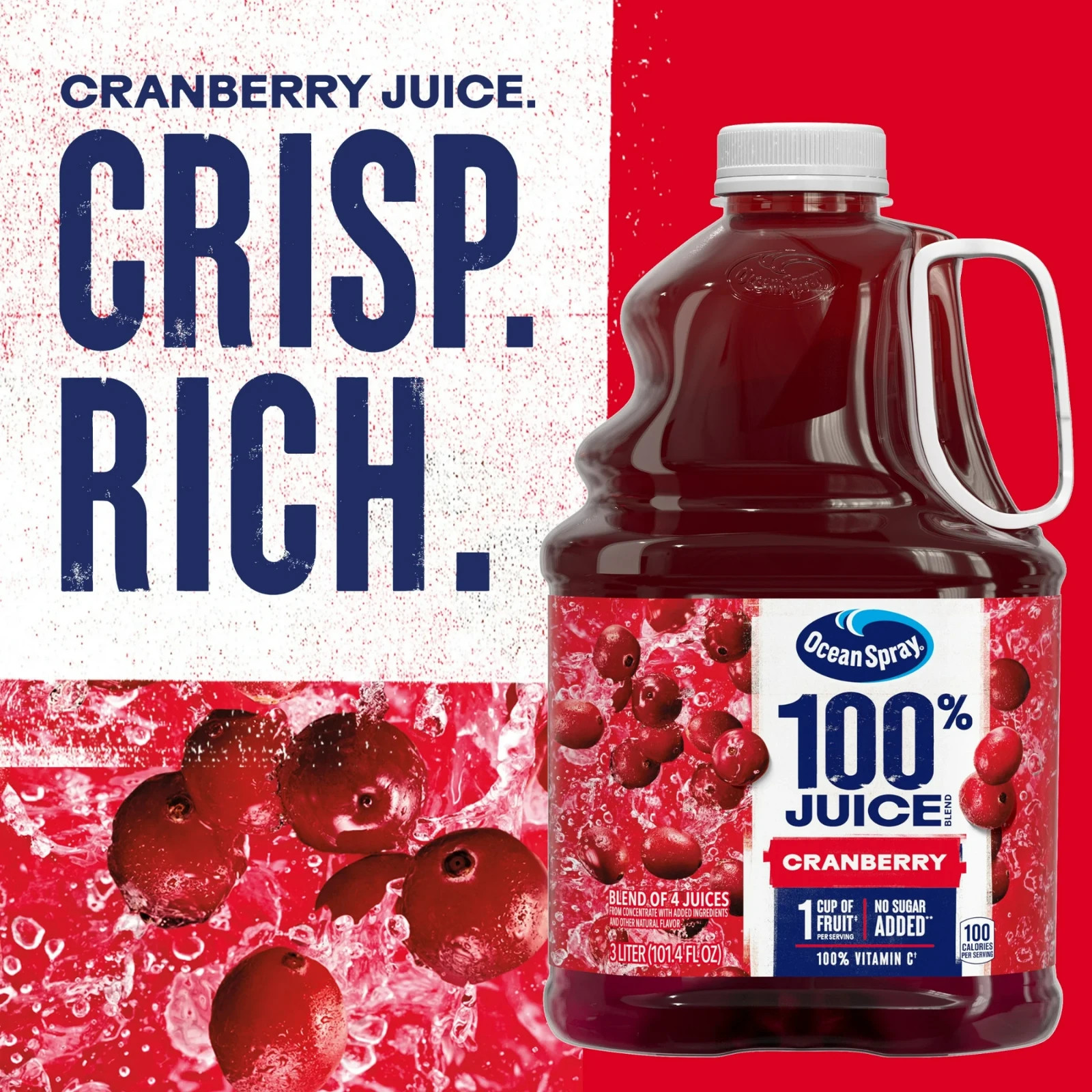 Ocean Spray 100% Juice Cranberry Juice Blend – 101.4 fl oz Bottle