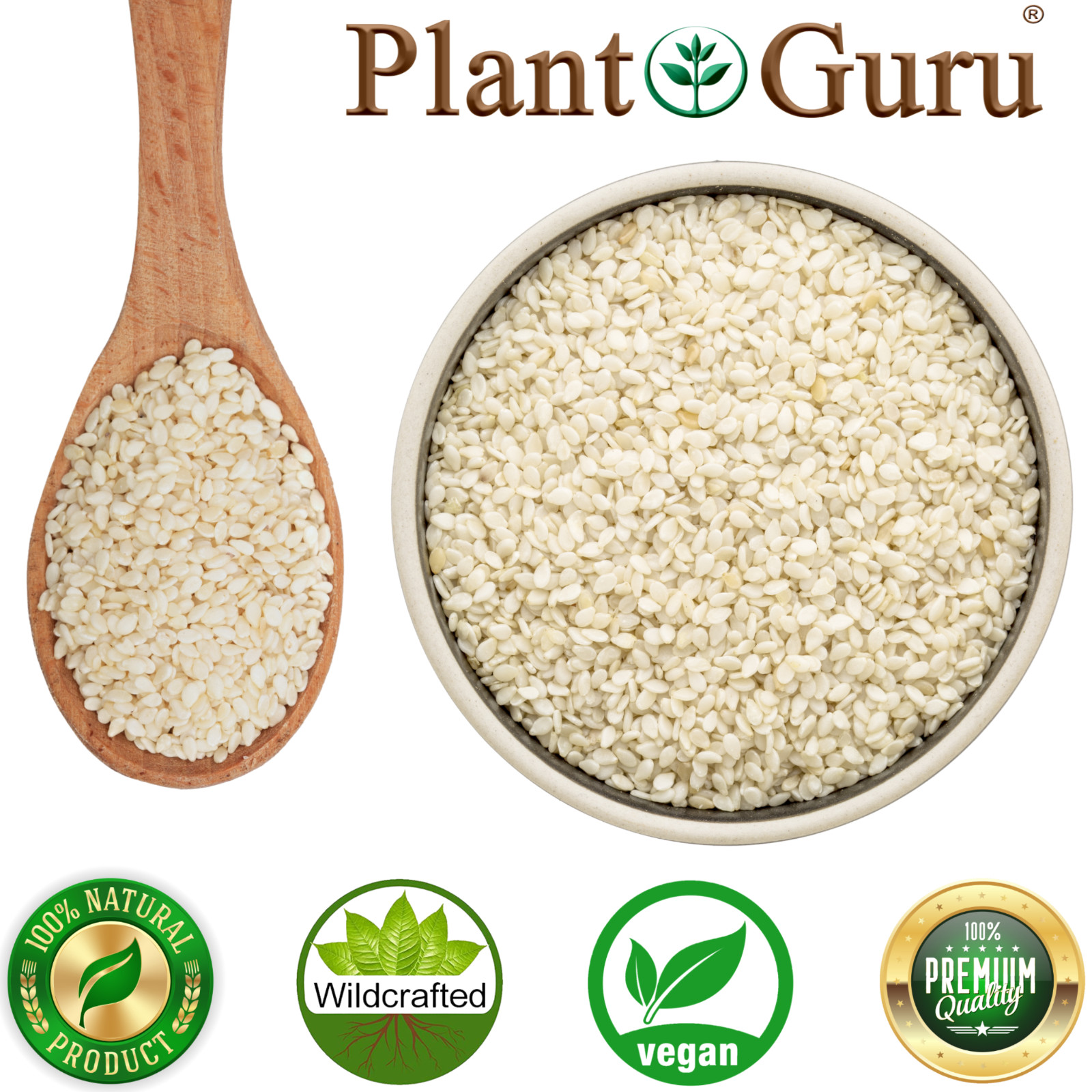White Sesame Seeds Hulled Raw 100% Pure Natural Non-GMO, Kosher, Vegan Bulk