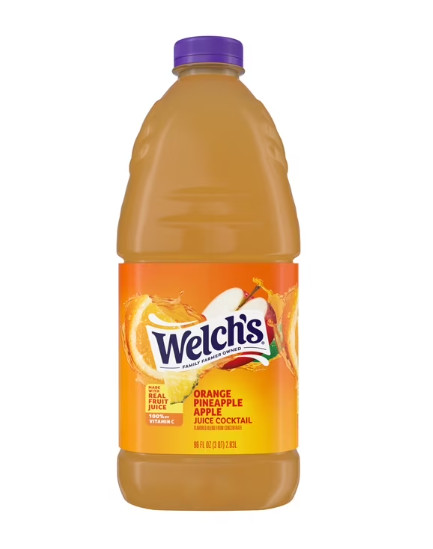 Welchs Orange Pineapple Apple Juice Cocktail 96 fl oz Bottle Large Family Size