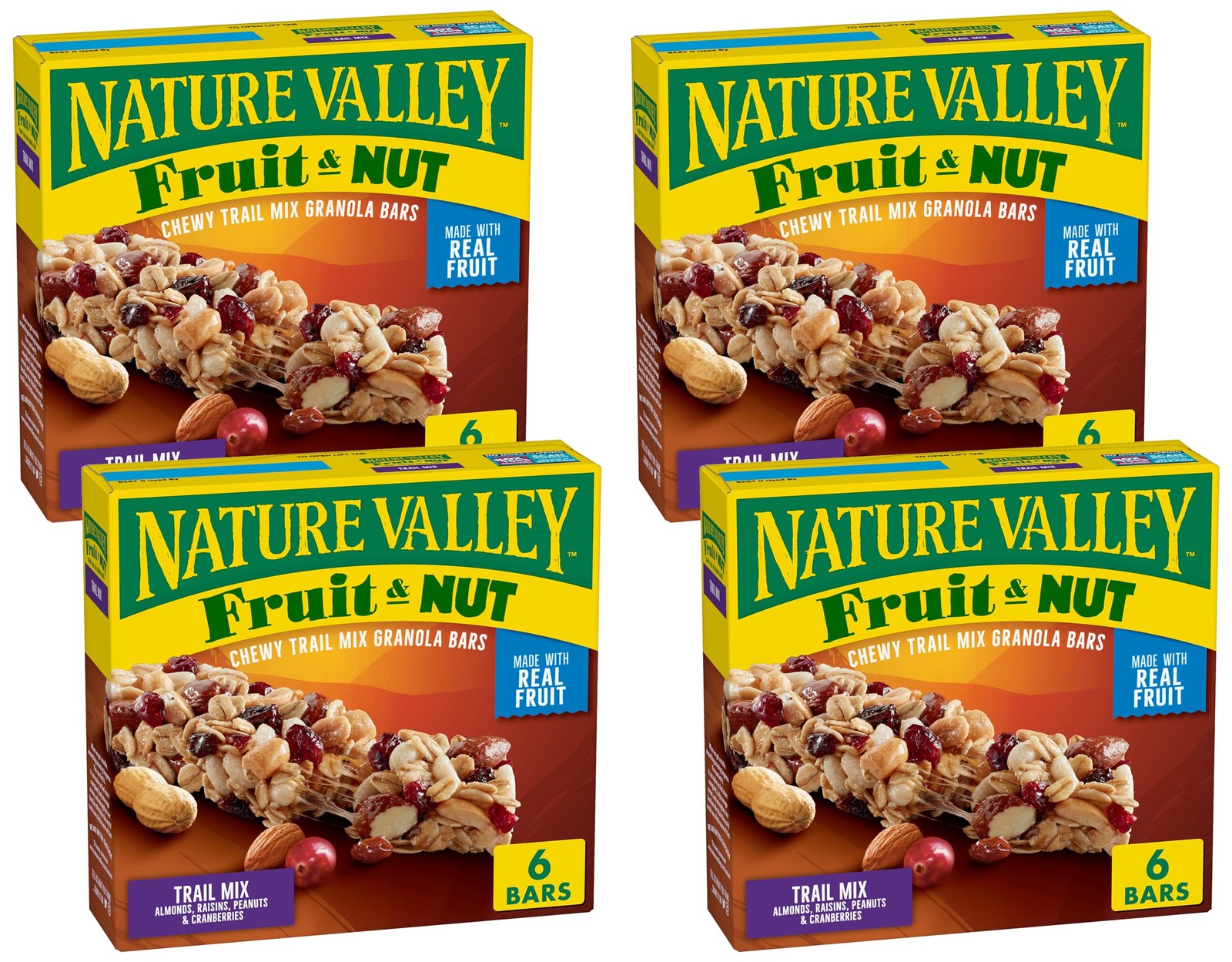 Nature Valley Chewy Fruit and Nut Granola Bars, 6 Count (Pack of 4), Beige