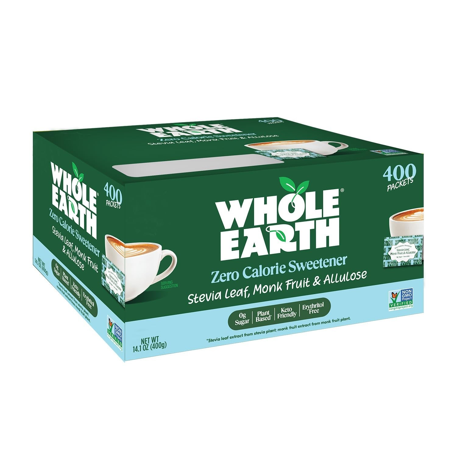 Whole Earth Stevia & Monk Fruit with Allulose 14.1 Ounce (Pack of 1), Sachets