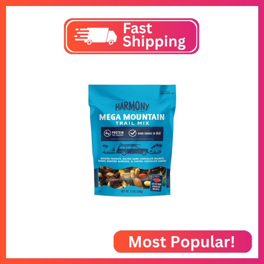 Diamond of California Harmony Mega Mountain Trail Mix with Mixed Nuts, Dried Fru
