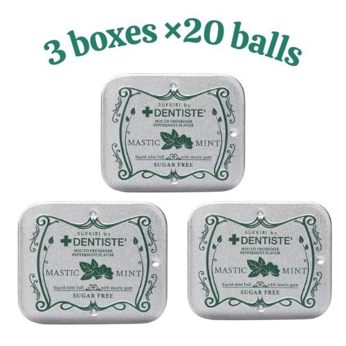 Sukkiri By Dentiste Mouth Fisherner Sugar-Free Mastic Mint Oil Balls 3×20 Balls