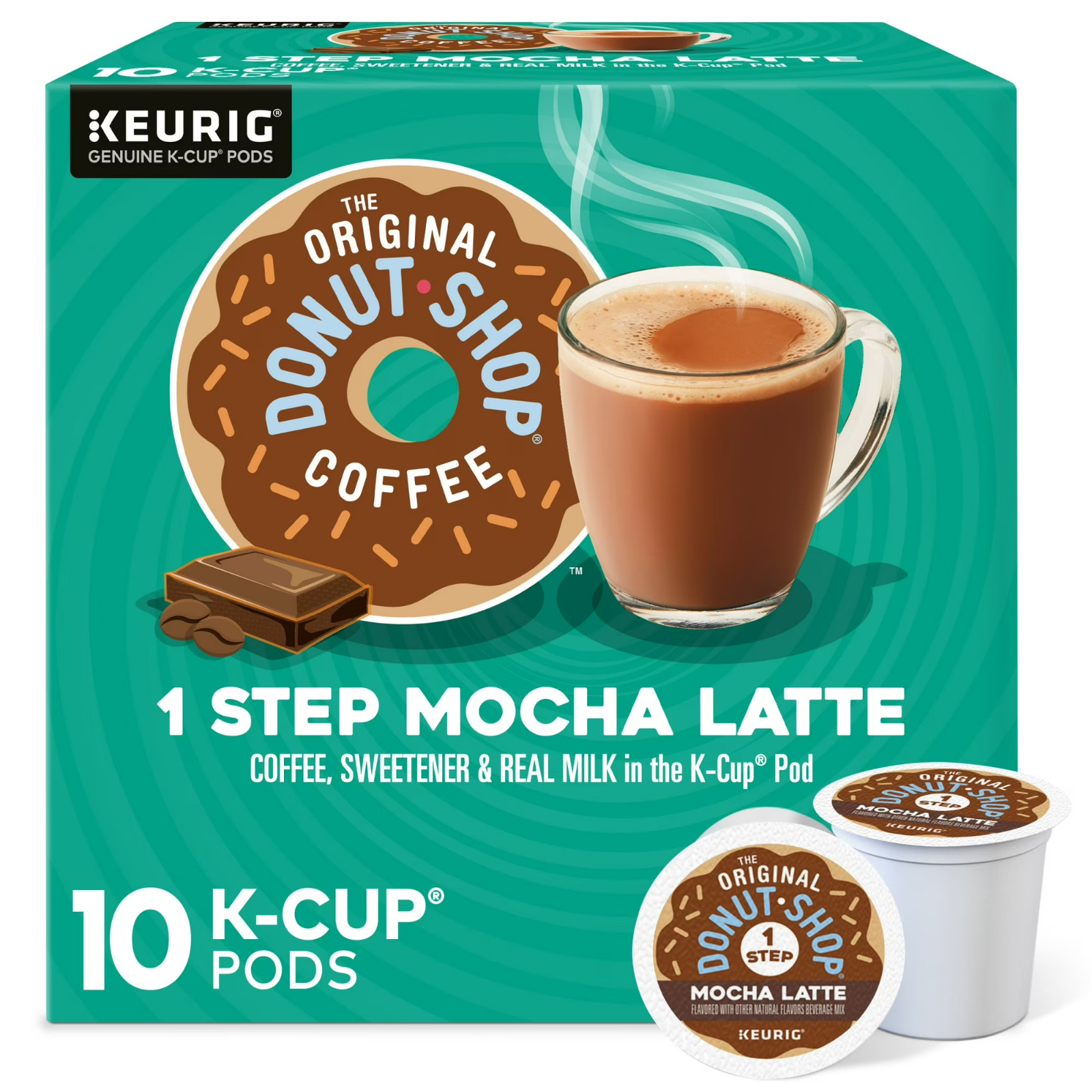 The Original Donut Shop, One Step Mocha Latte Flavored K-Cup Coffee Pods, 10 Cou