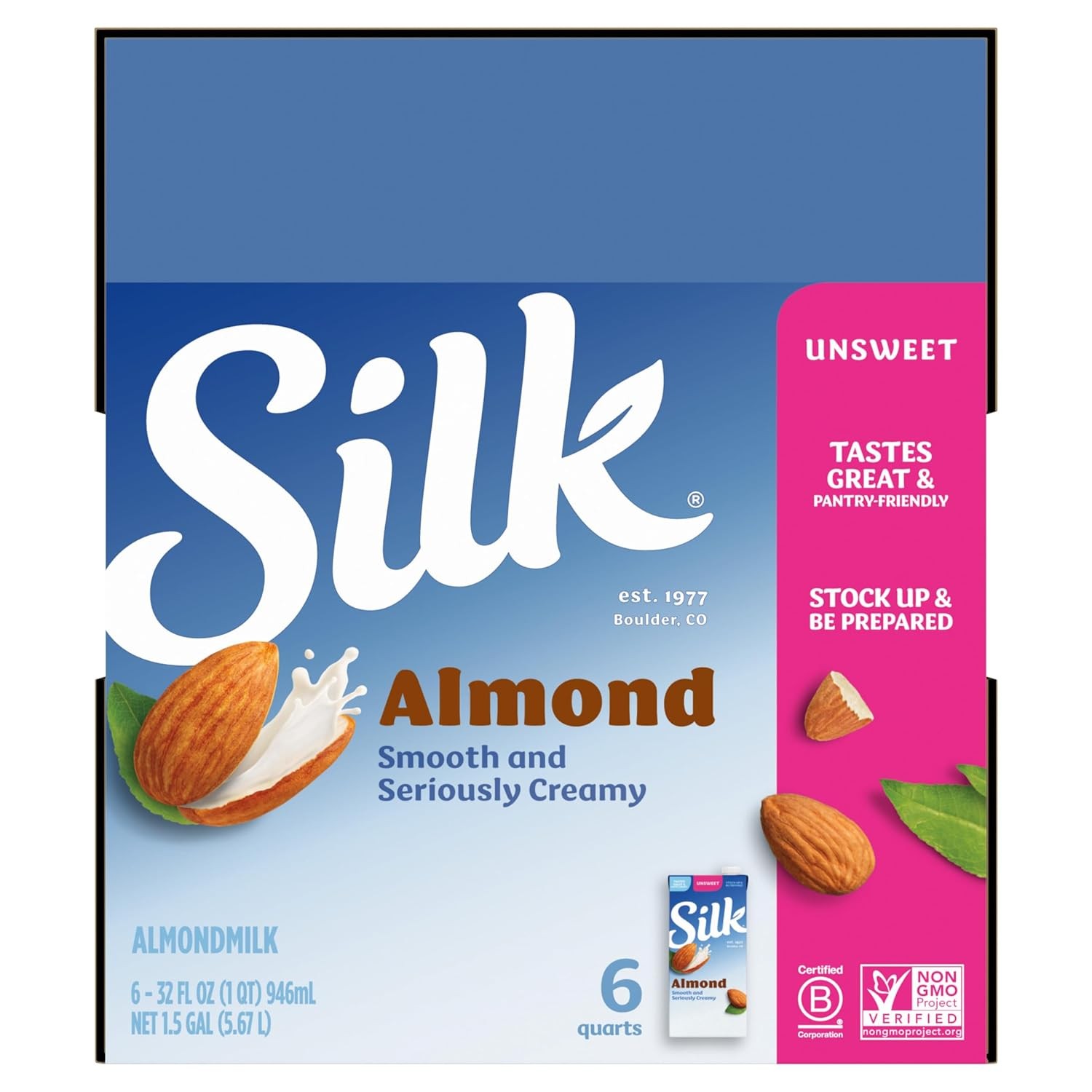 Silk Shelf-Stable Almond Milk, Unsweetened, Dairy-Free, Vegan, Non-GMO Project