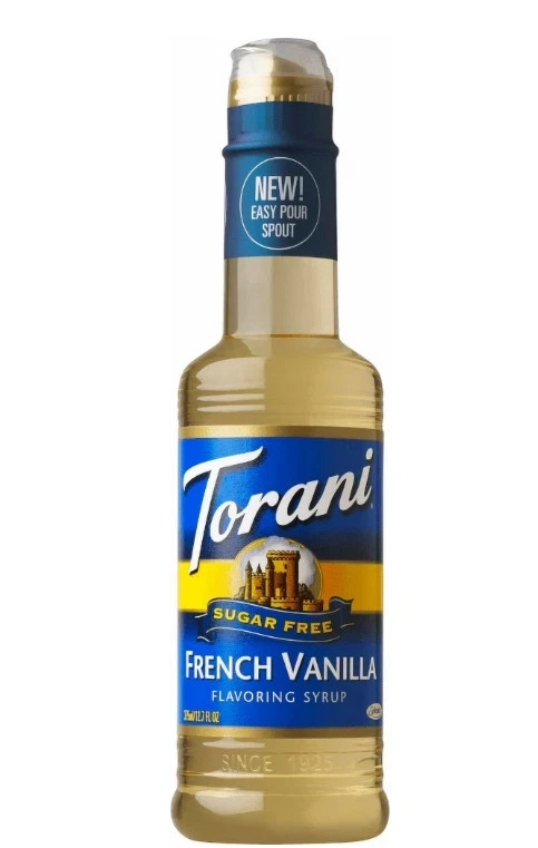 Torani Sugar Free French Vanilla Syrup, Zero Calorie, Authentic Coffeehouse Bott