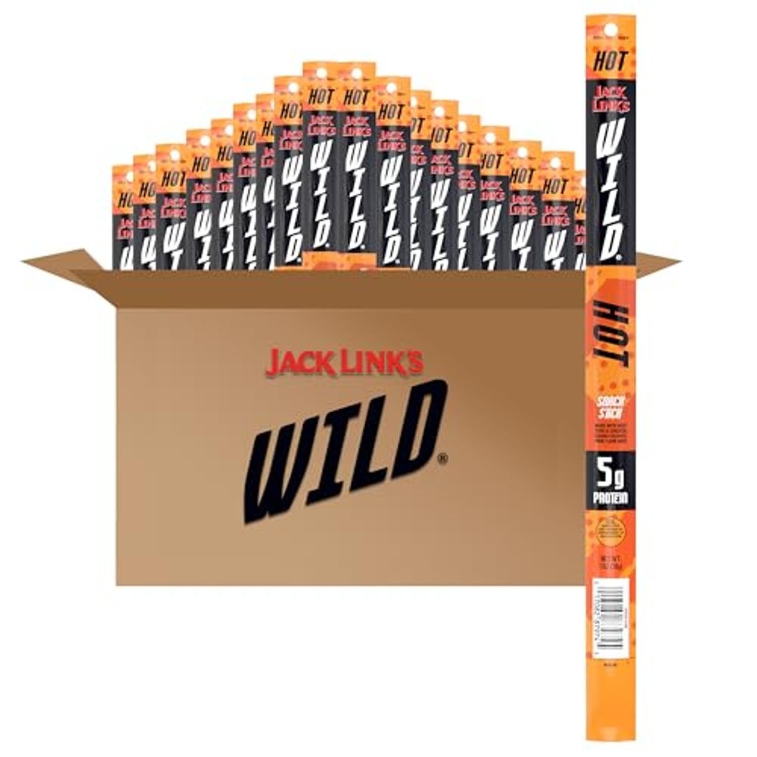 Jack Link’s WILD Hot Spicy Jerky Sticks – Ready to Eat 1 Ounce (Pack of 20)