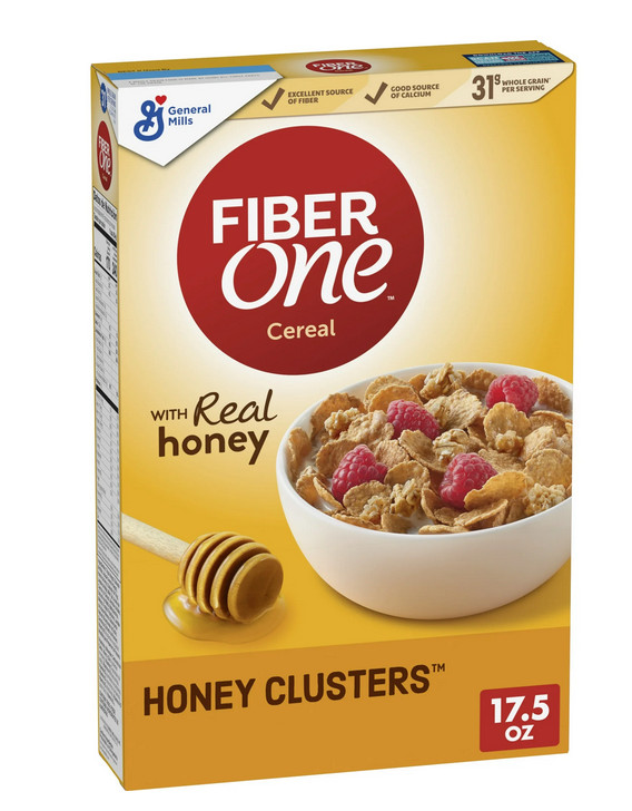 Fiber One Honey Clusters Breakfast Cereal, Fiber Cereal Made with Whole Grain, 1