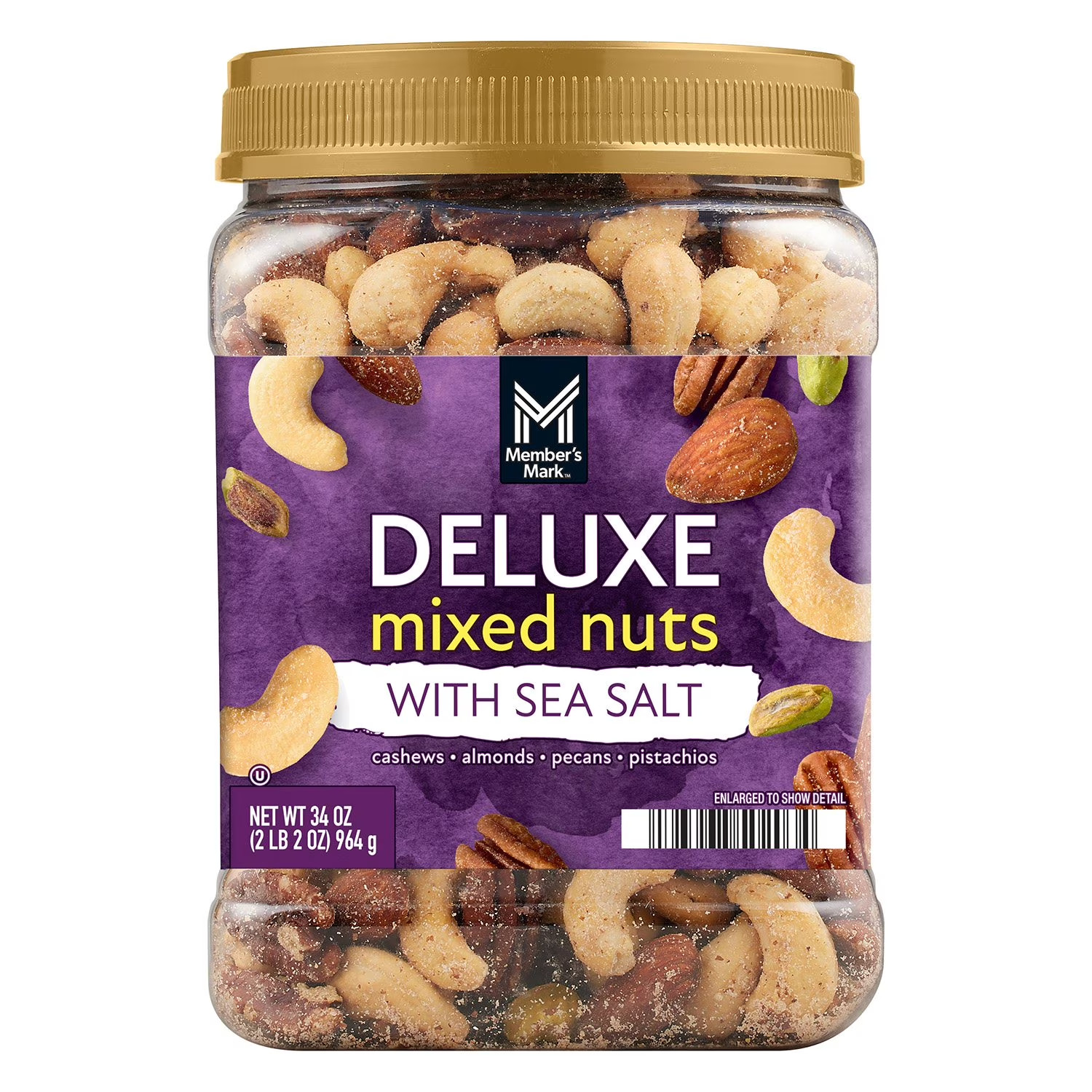 Member’s Mark Deluxe Mixed Nuts with Sea Salt, 34 oz. (Pack of 2)