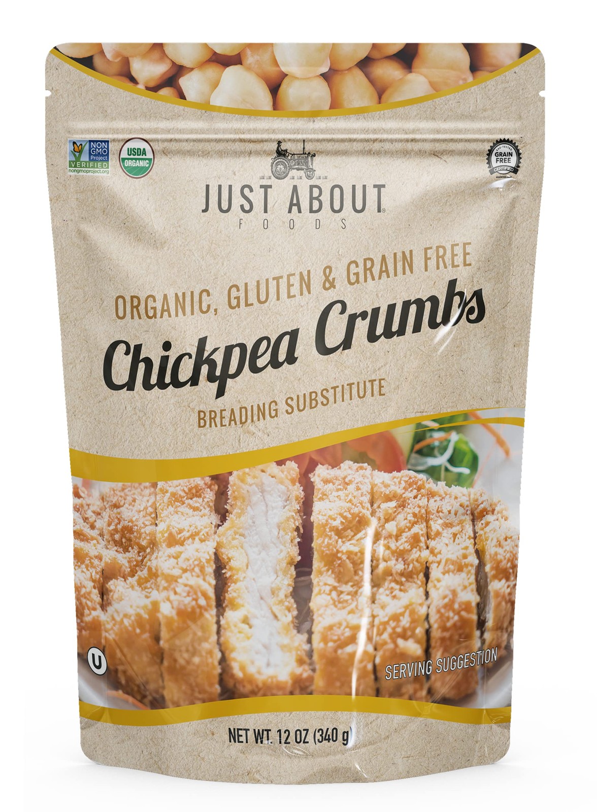 Organic Chickpea Bread Crumbs | & Gluten Free | 12 oz, No Color