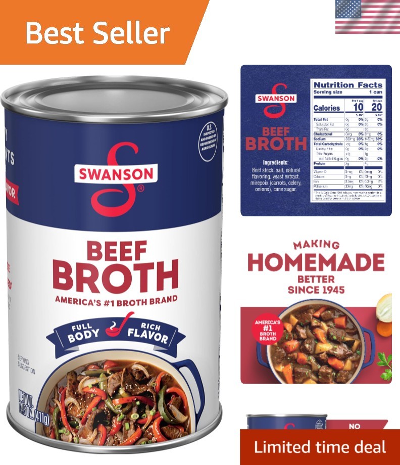 Swanson 14.5 Oz Beef Broth – Rich, Flavorful & Gluten-Free for Healthy Recipes