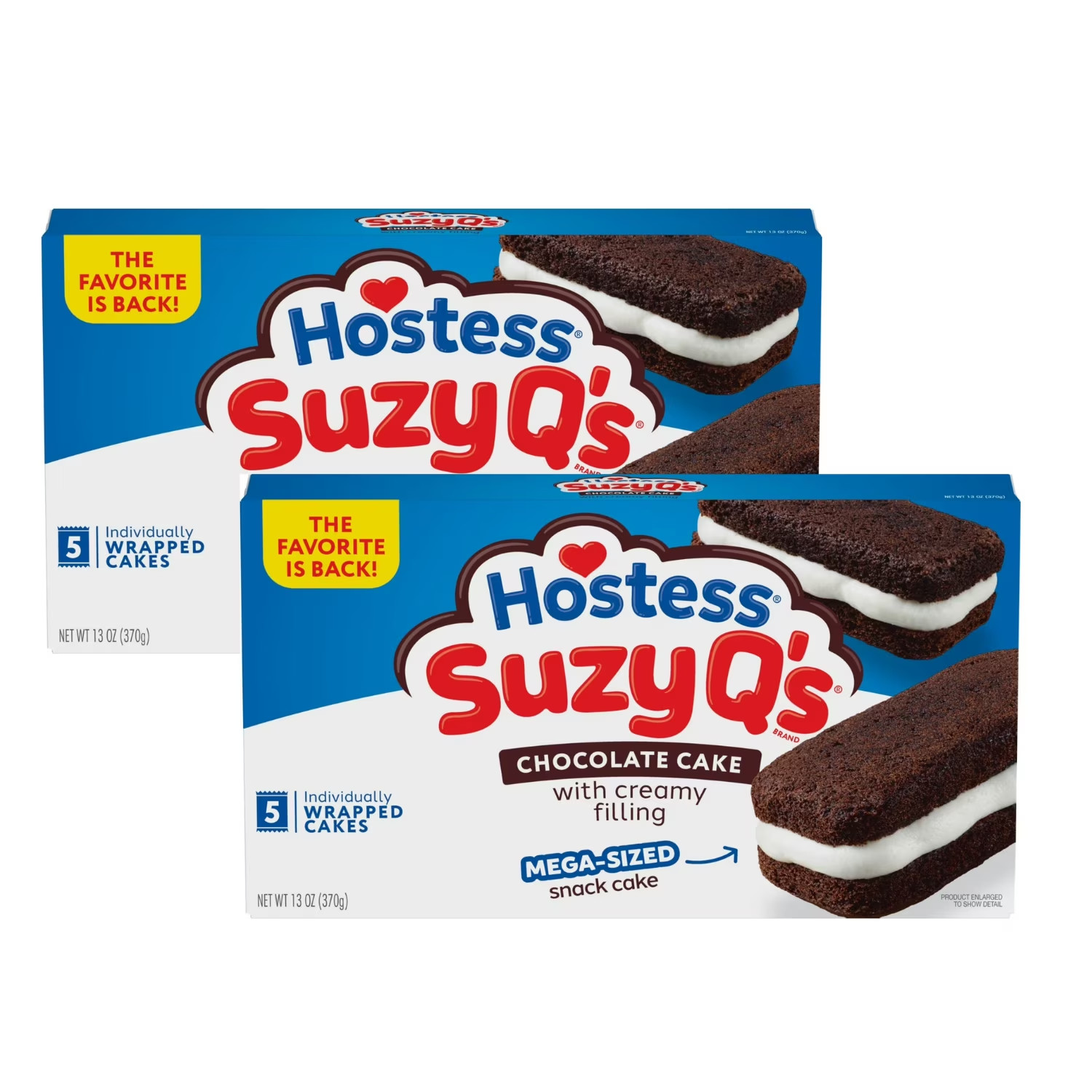 Hostess Suzy Q’s Chocolate Snack Cakes with Creamy Filling (5 Count), 2 Pack