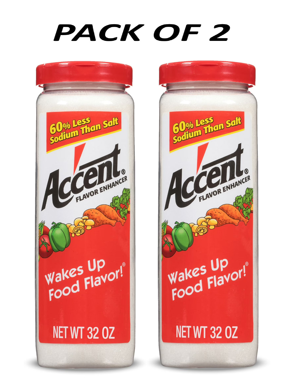 Ac’cent Flavor Enhancer MSG, Kosher, 32 oz pack of 2
