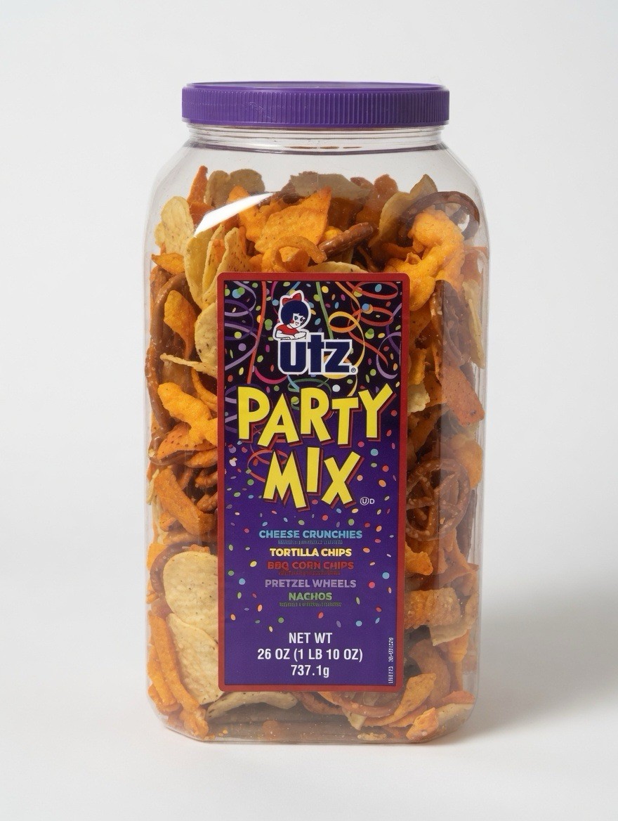 Utz Party Mix Savory Crunchy Snack Mix 26 oz Barrel | New Always Fresh Exp Date