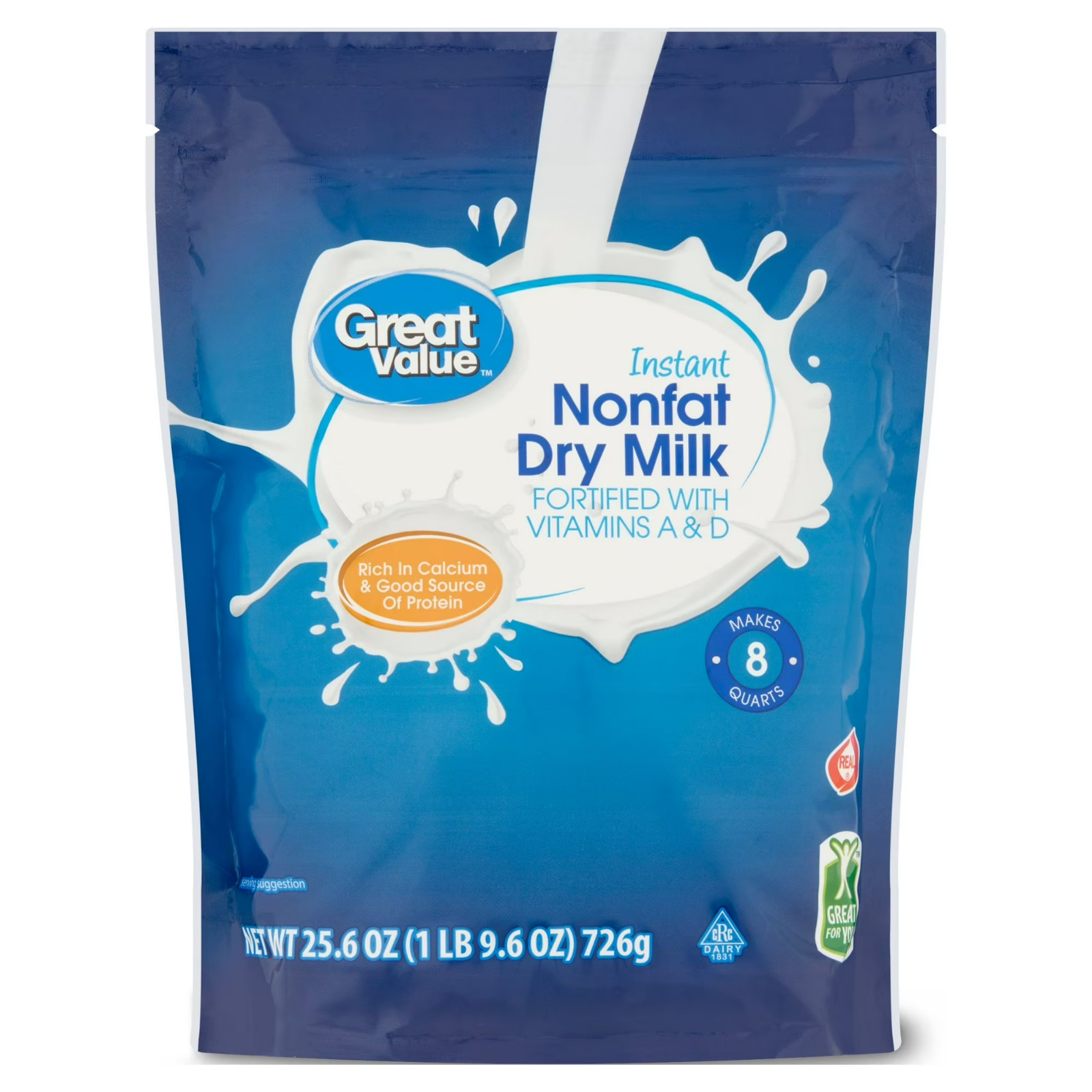 Great Value Instant Nonfat Dry Milk, 25.6 oz, Bag,