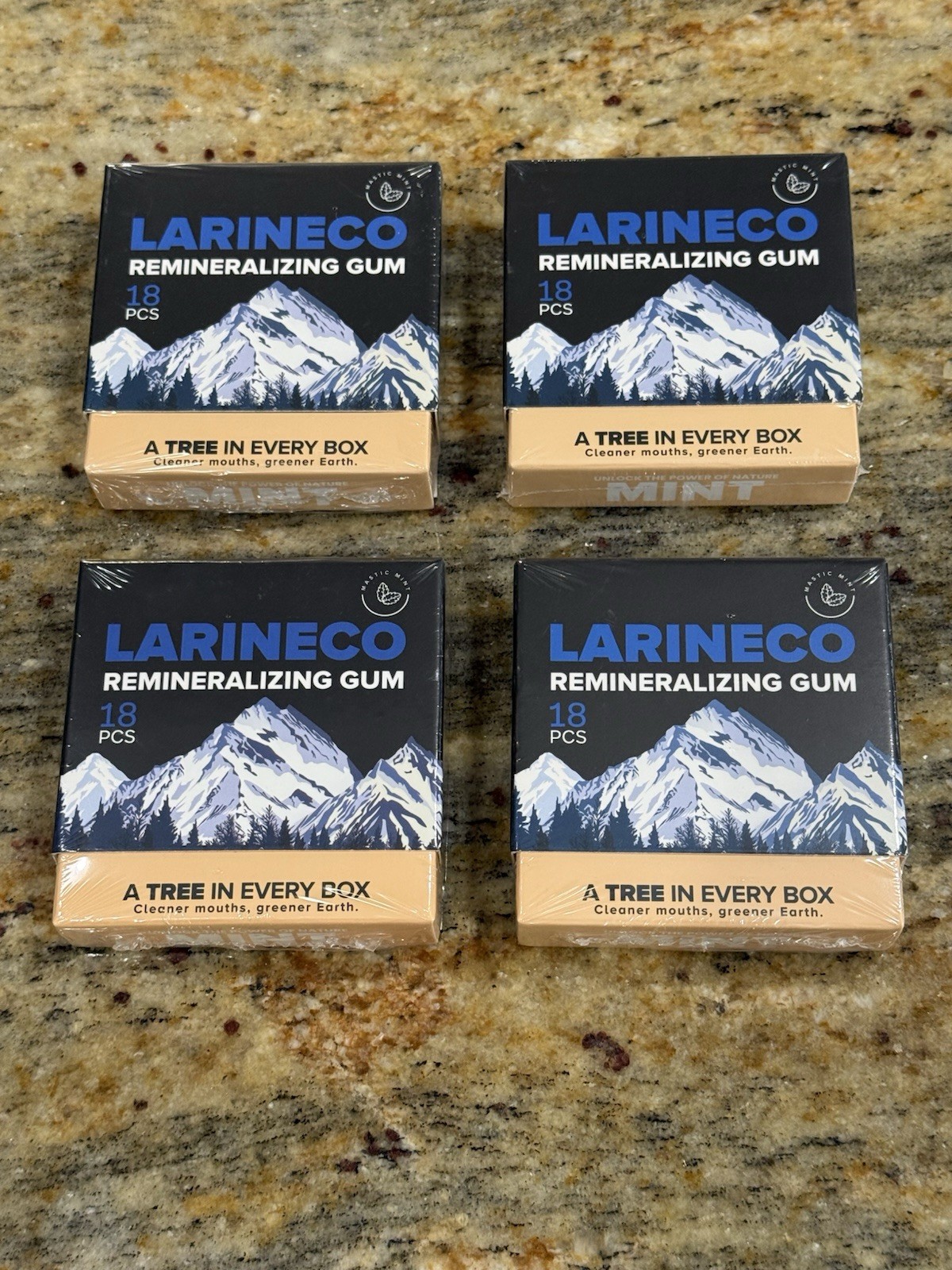 4 LOT Larineco Remineralizing Mint Gum with Nano Hydroxyapatite & Xylitol