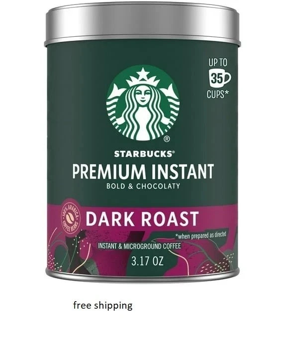 (2 Pack) Starbucks Premium Instant Coffee, Dark Roast, 100% Arabica, 3.17 Oz Ea