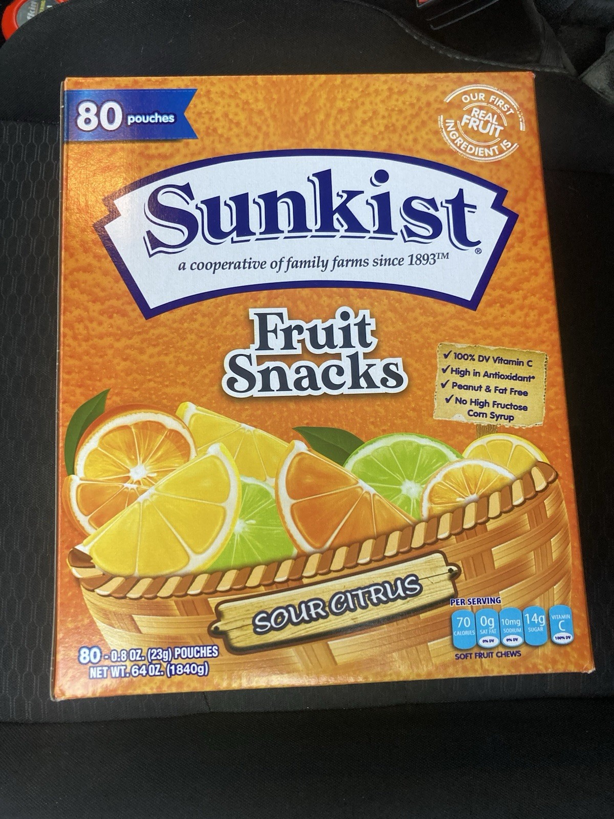 Sunkist Mixed Fruit Snacks Fat Free Real Fruit Kids Health Sweet 80 x 23g 1.84kg