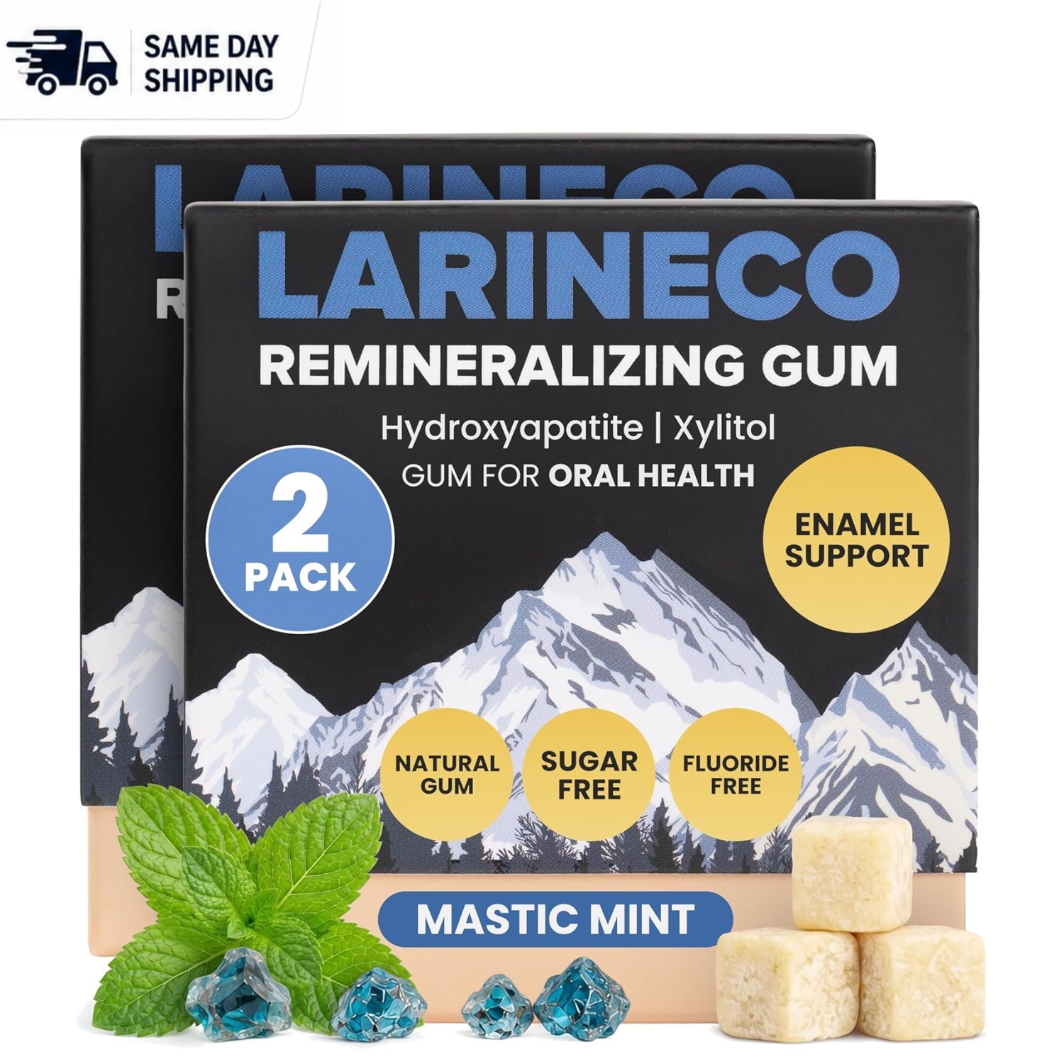 Eco-Friendly Sugar-Free Gum with Nano Hydroxyapatite – Mastic Mint – 36 Count