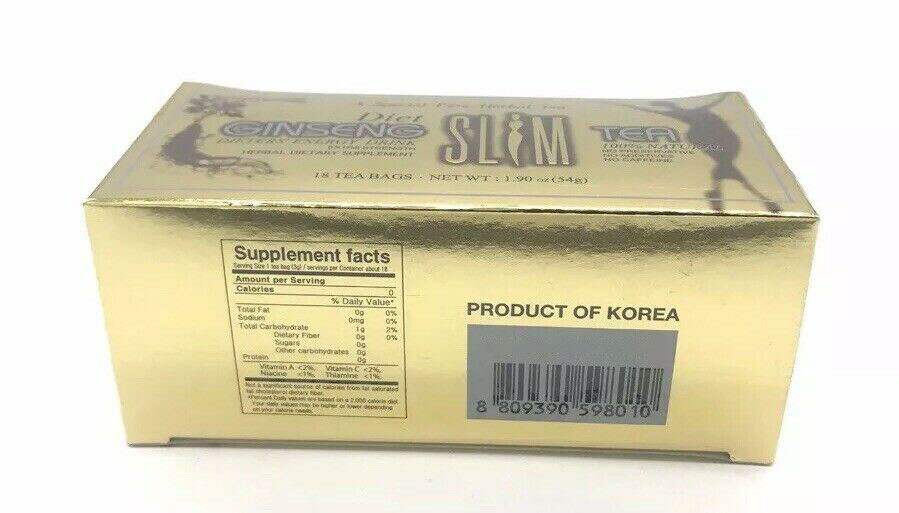 Diet Ginseng Slim Tea for Weight Loss, Extra Strength, 3g X 18bags (1.90 Oz)
