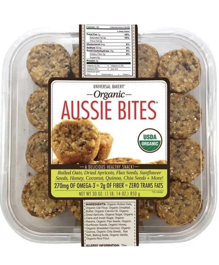 Universal Bakery Organic Aussie Bites – 30 ounce Oat Health Snack Bites, Limited
