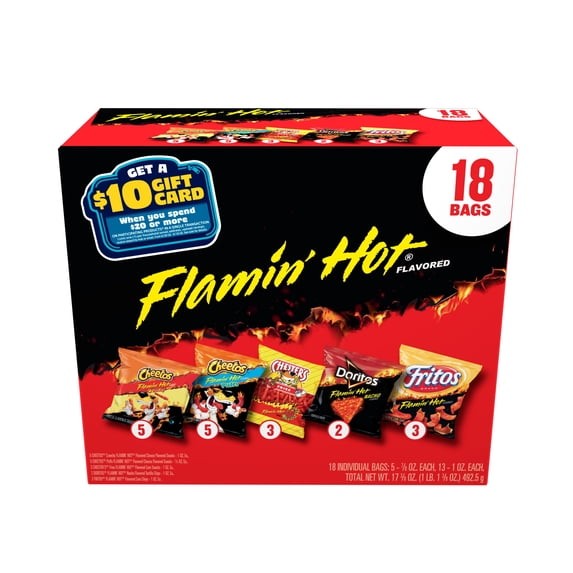 New Frito-Lay Flamin’ Hot Mix Variety Pack Snack Chips, 18 Count Multipack New..