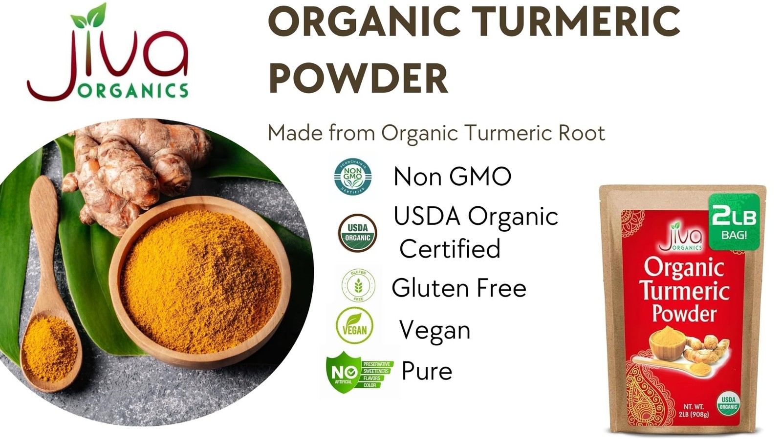 Organic Turmeric Powder 2 LB Bulk Bag – Lab 2 Pound (Pack of 1), Yellow