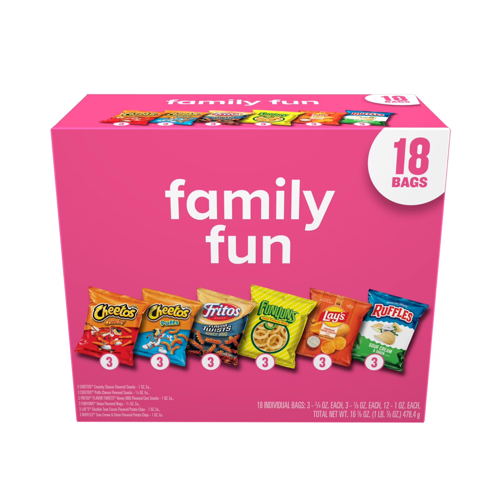 Frito-Lay Family Fun Mix Variety Pack Snack Chips, 18 Count Multipack New
