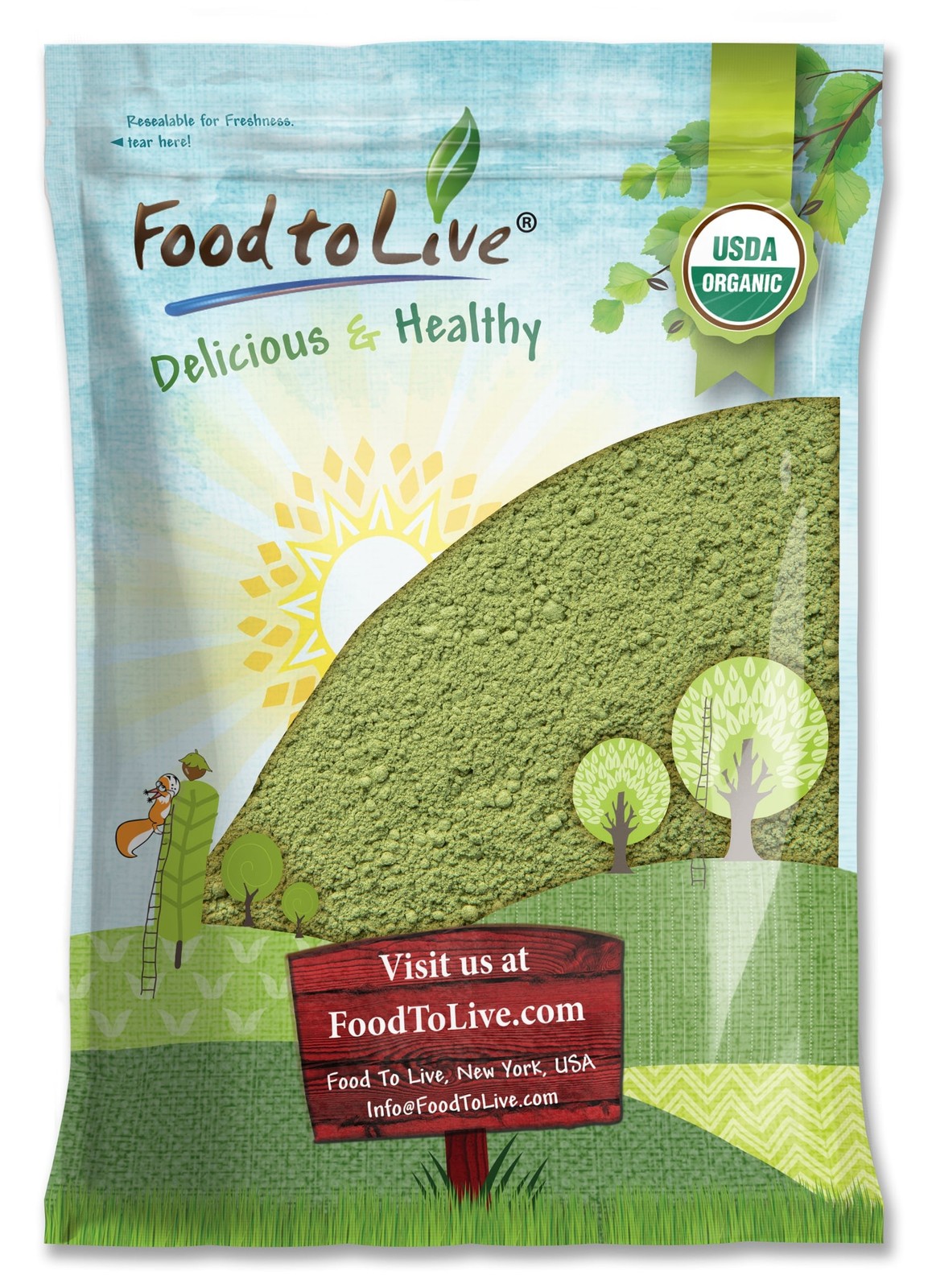 Organic Kale Powder — Non-GMO, Made from Raw Dried Whole Leaves, Vegan, Kosher