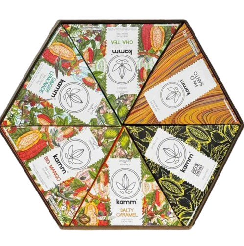 KAMM 6 Bar Dark Chocolate Gift Pack, 85% Arriba Nacional Ecuador, No Added Sugar