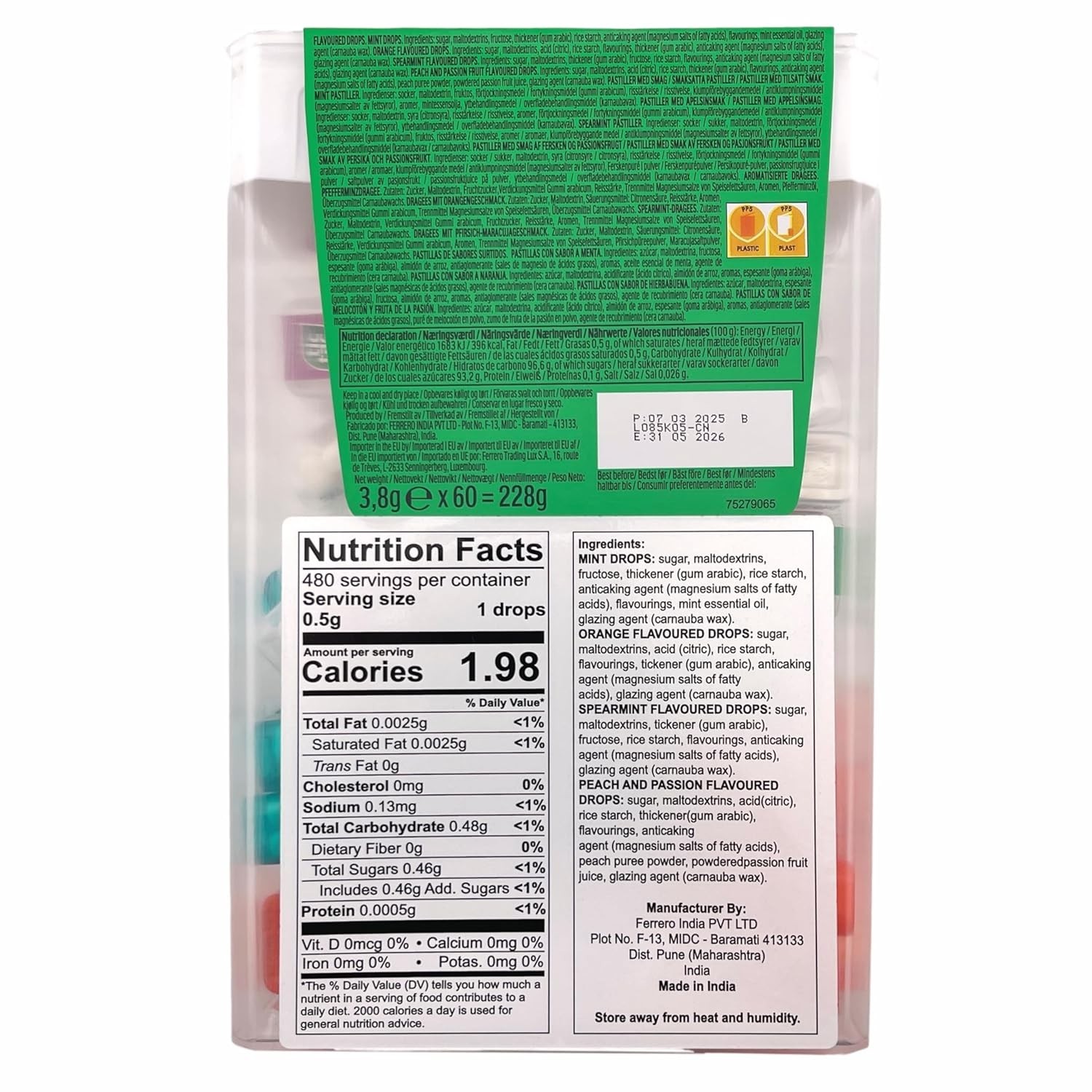 Tic Tac Mint Orange Peach 60 Minis 234g