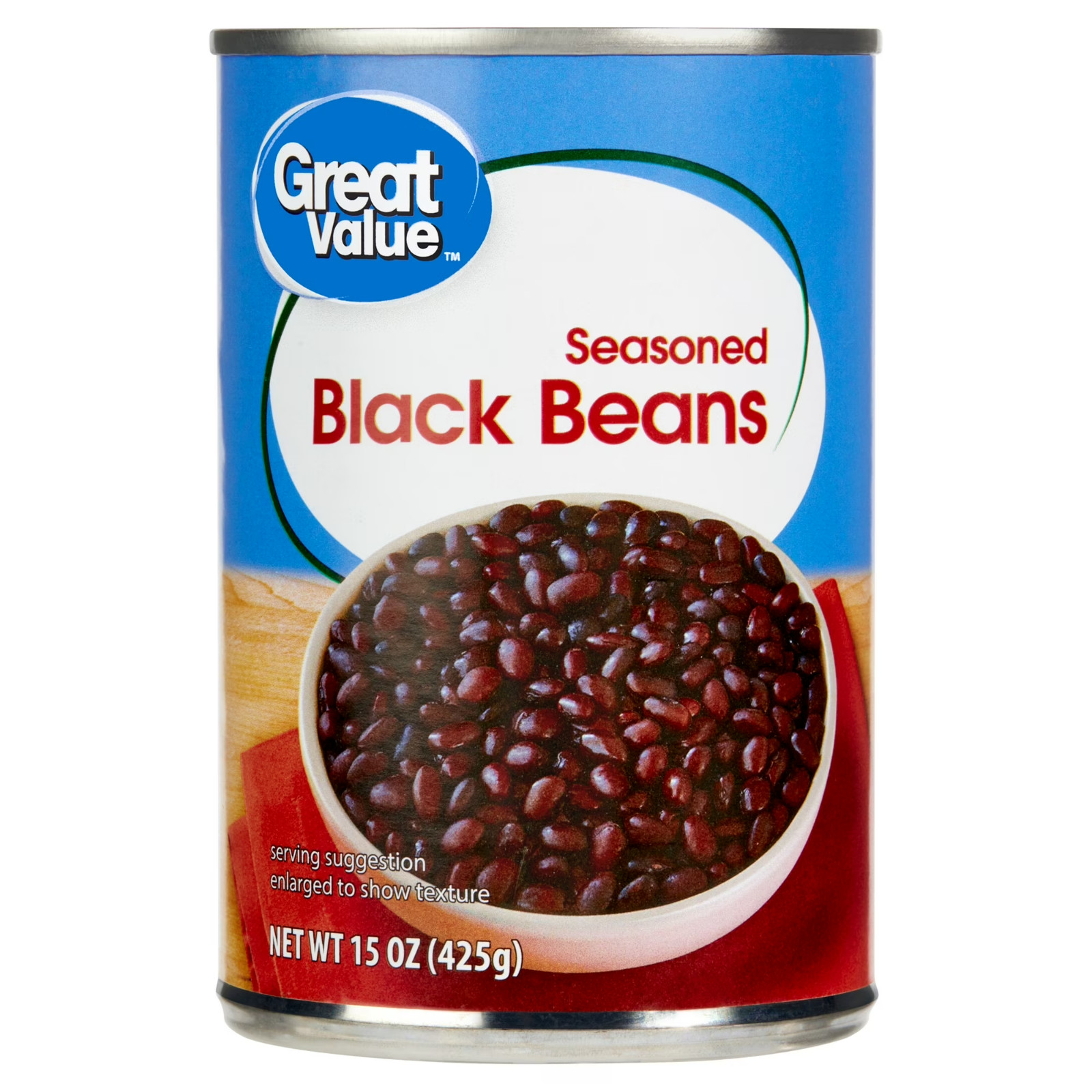 (12 pack) Great Value Seasoned Black Beans, 15 oz Can