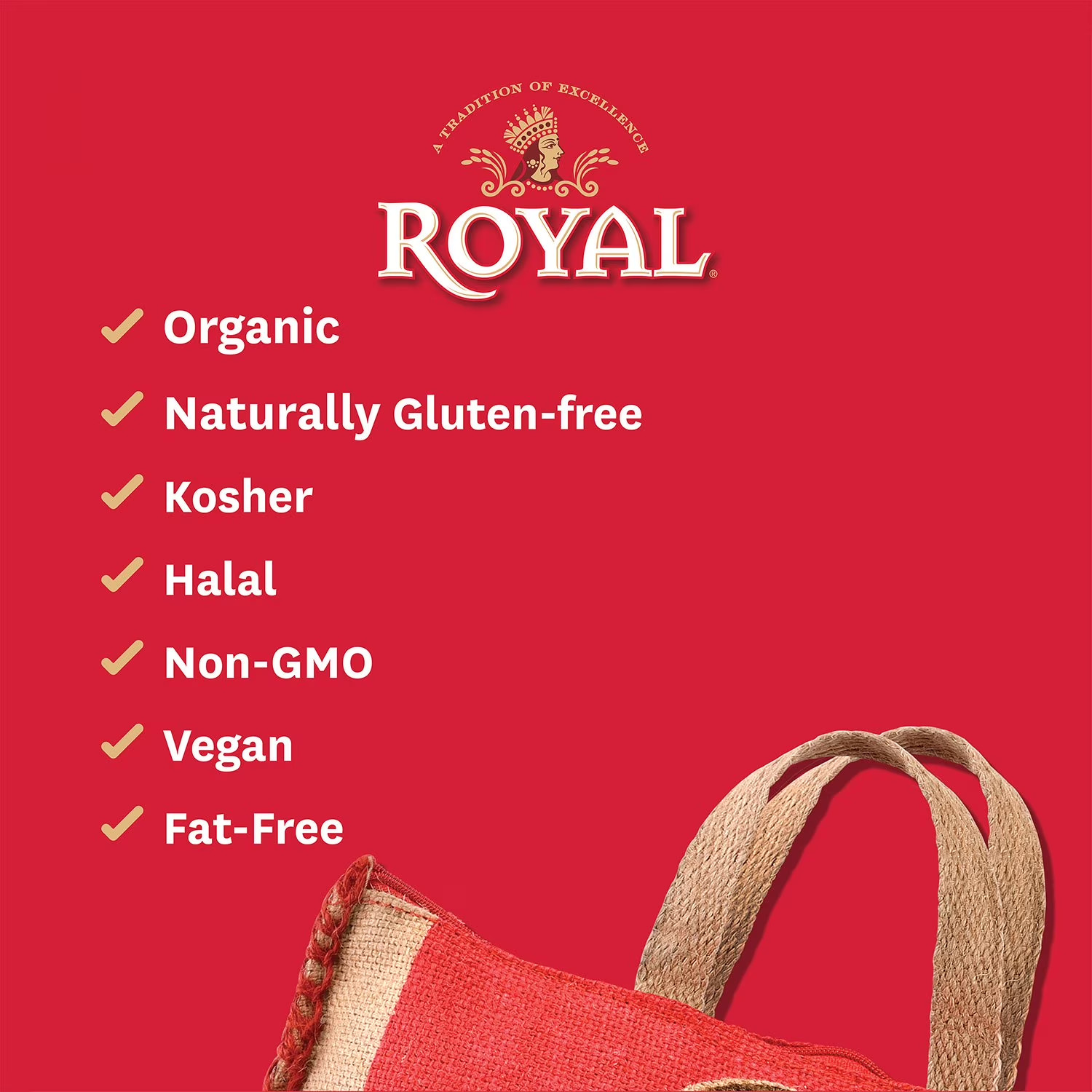 3 Pack Royal Sona Masoori Organic Rice, 60 lbs.