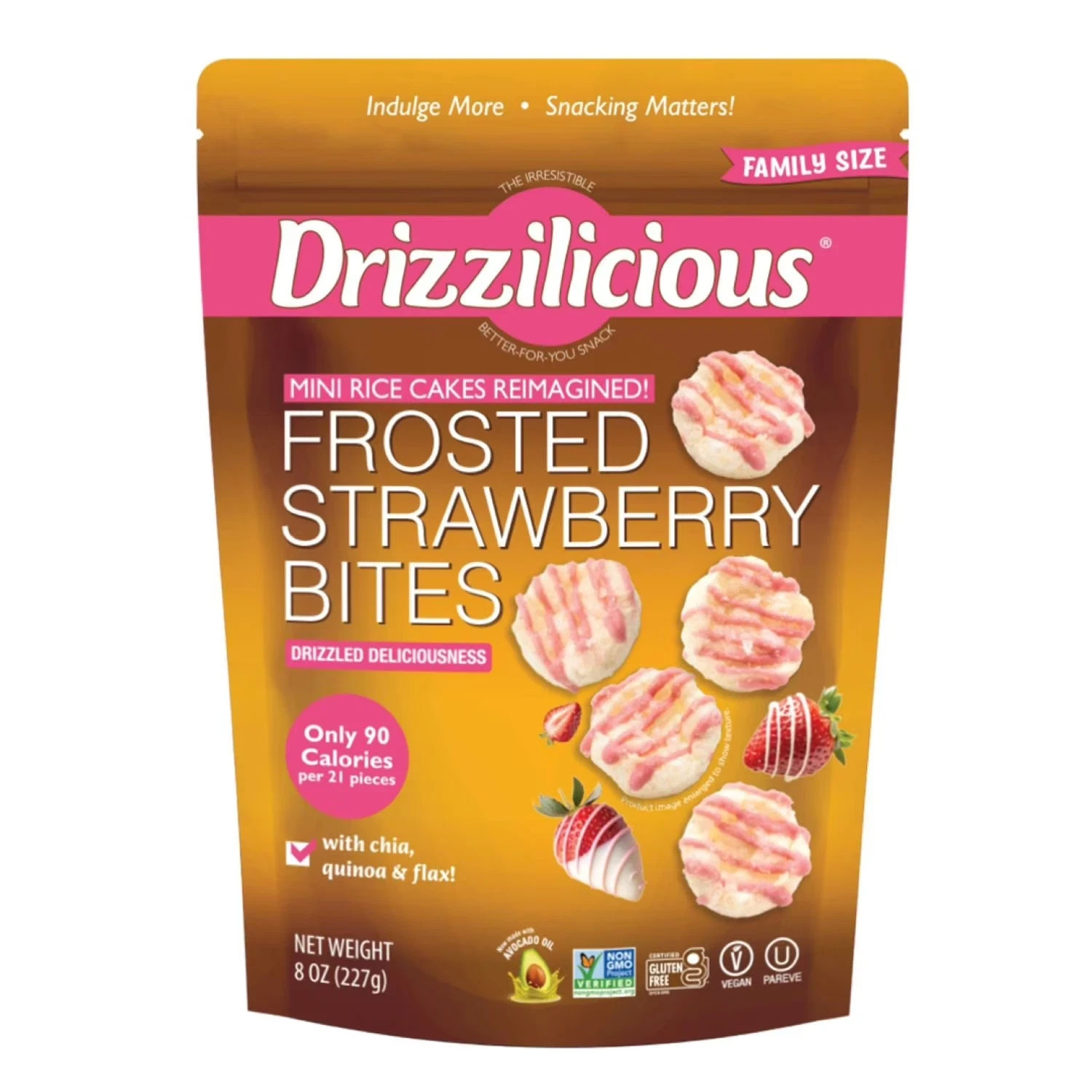 Drizzilicious Frosted Strawberry Mini Rice Cakes, 8 oz. Free Fast Shipping