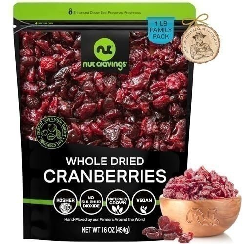 Nut Cravings – Dried Cranberry, Bulk Dried Cranberries, All Natural, Kosher, 1lb
