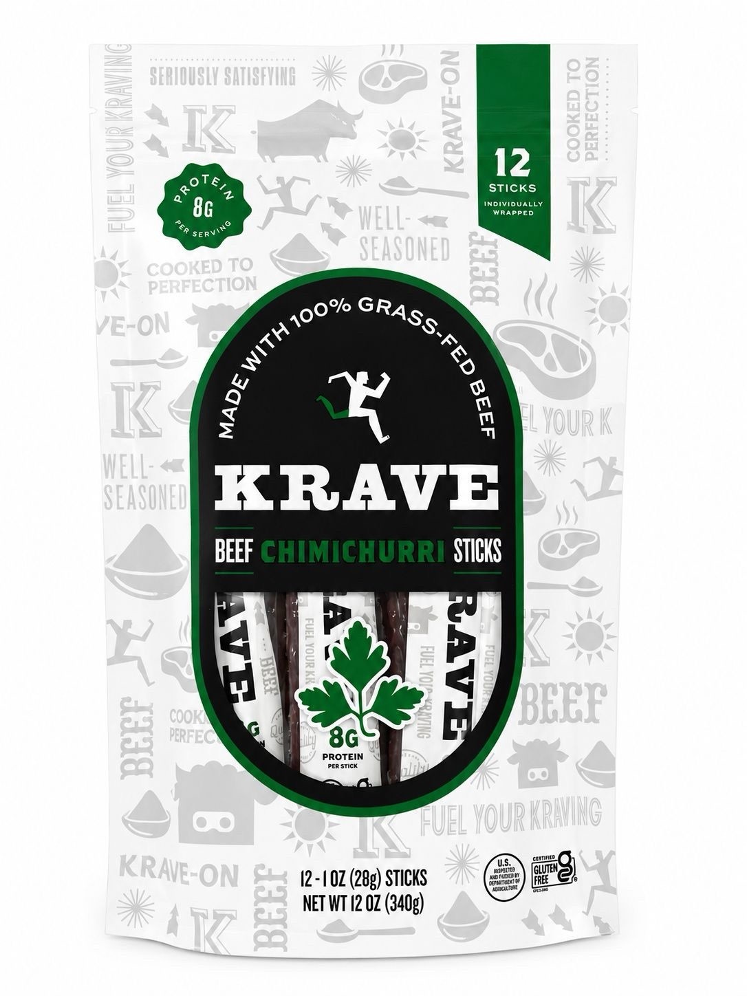 Krave Beef Sticks, Chimichurri, 1 Ounce (Pack of 12)
