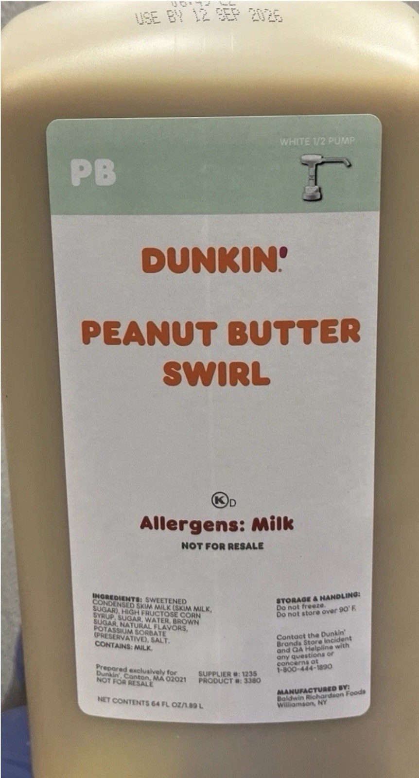 *NEW FLAVOR* Dunkin Peanut Butter Swirl 640z With Pump
