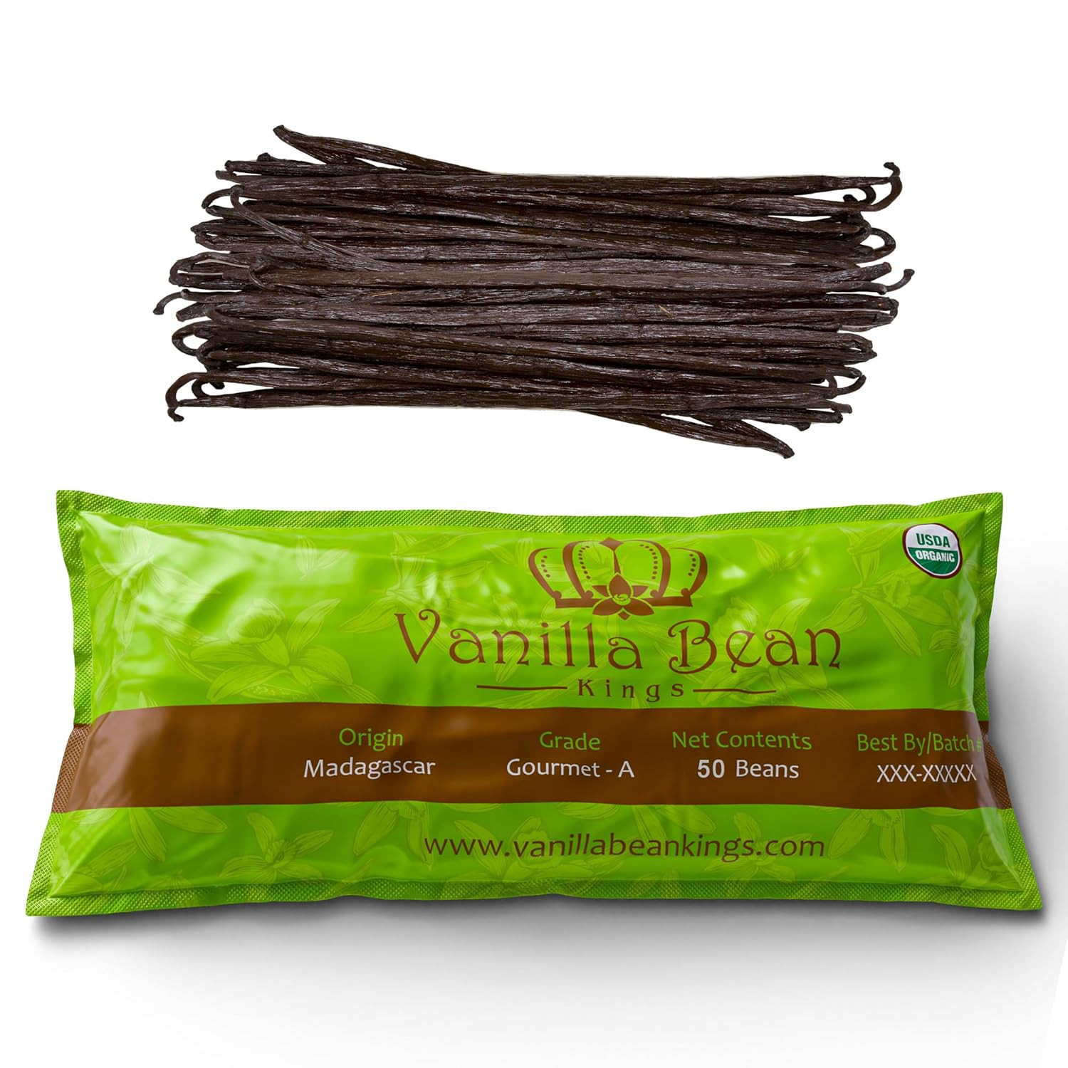 50 Organic Madagascar Vanilla Beans Grade A Bulk Pods for Extract Baking Cooking