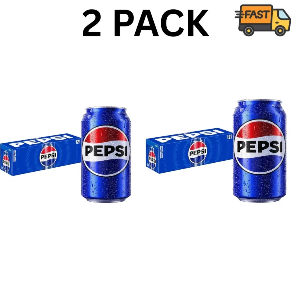 Pepsi Cola Soda 12 Fl Oz 24 Total Cans Pack of 2 Family Size Soft Drink