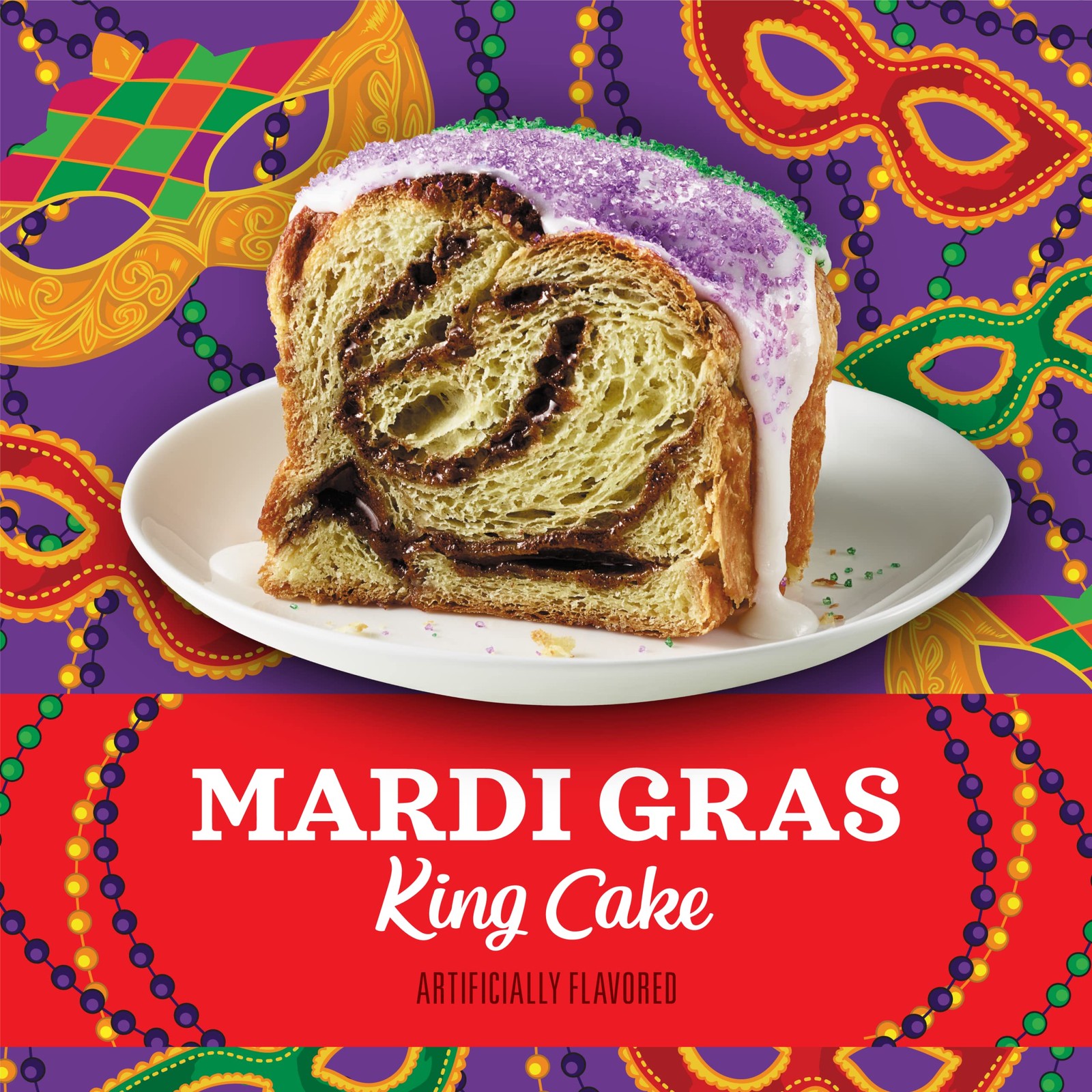 Community Coffee Mardi Gras King Cake Flavored 12 12 Ounce (Pack of 1), Red