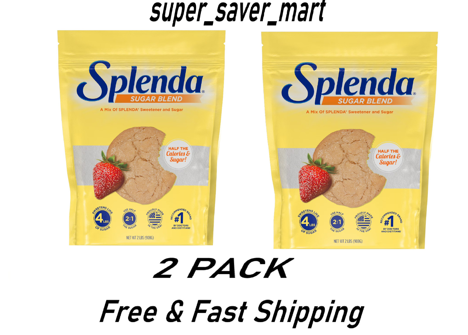 Splenda Sweetener with Sugar Baking Blend (2 lb) Resealable Pouch-2 Pack