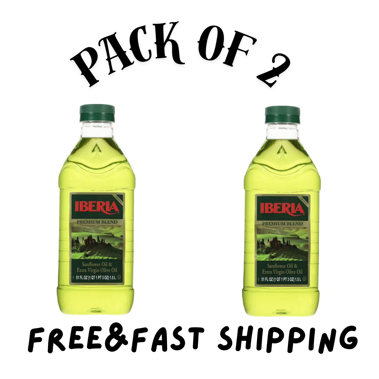 Iberia Extra Virgin Olive & Sunflower Oil Blend,Cooking Baking 51oz (Pack Of 2)