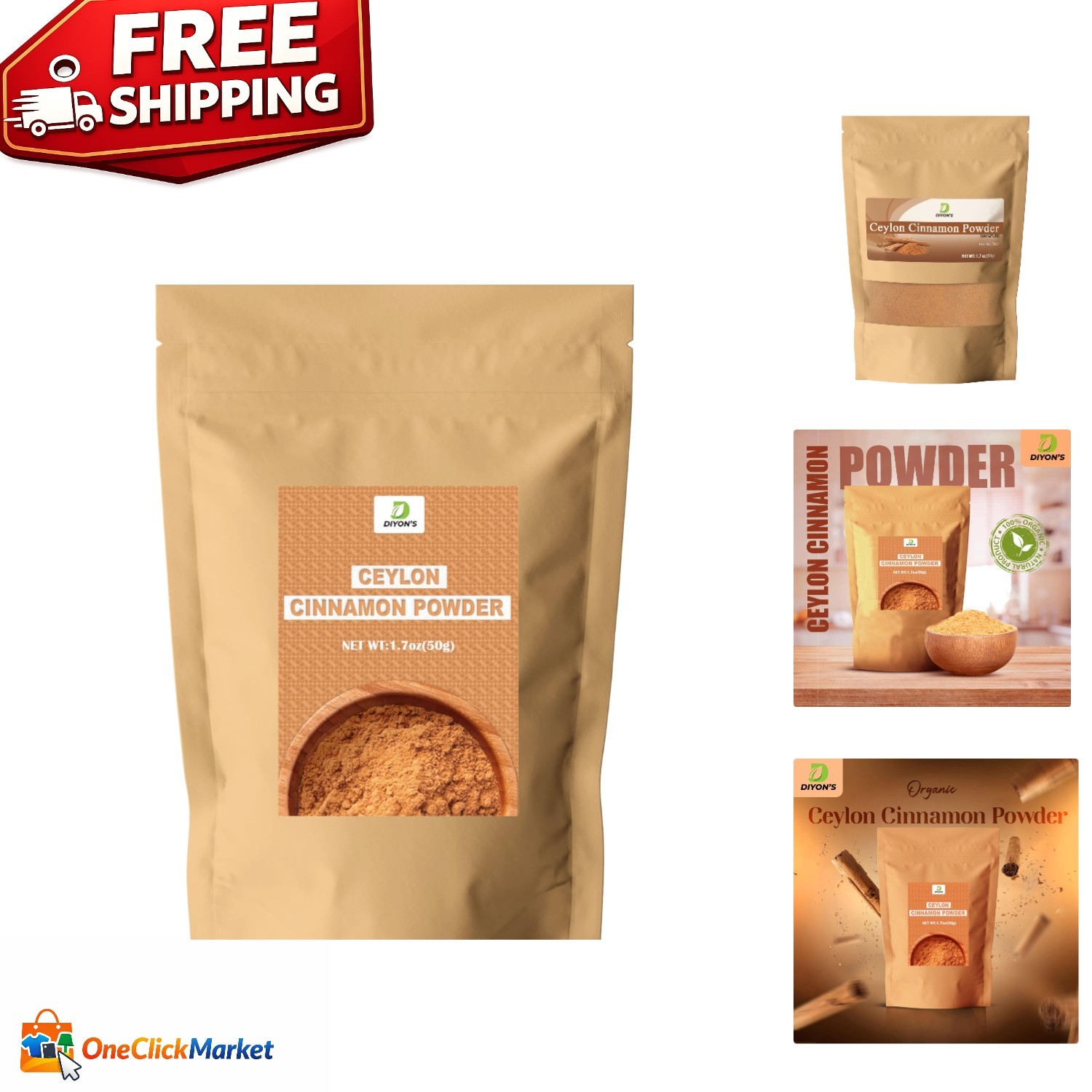 Fresh Ceylon Cinnamon Powder 1.7oz in Resealable Pouch – Authentic Taste