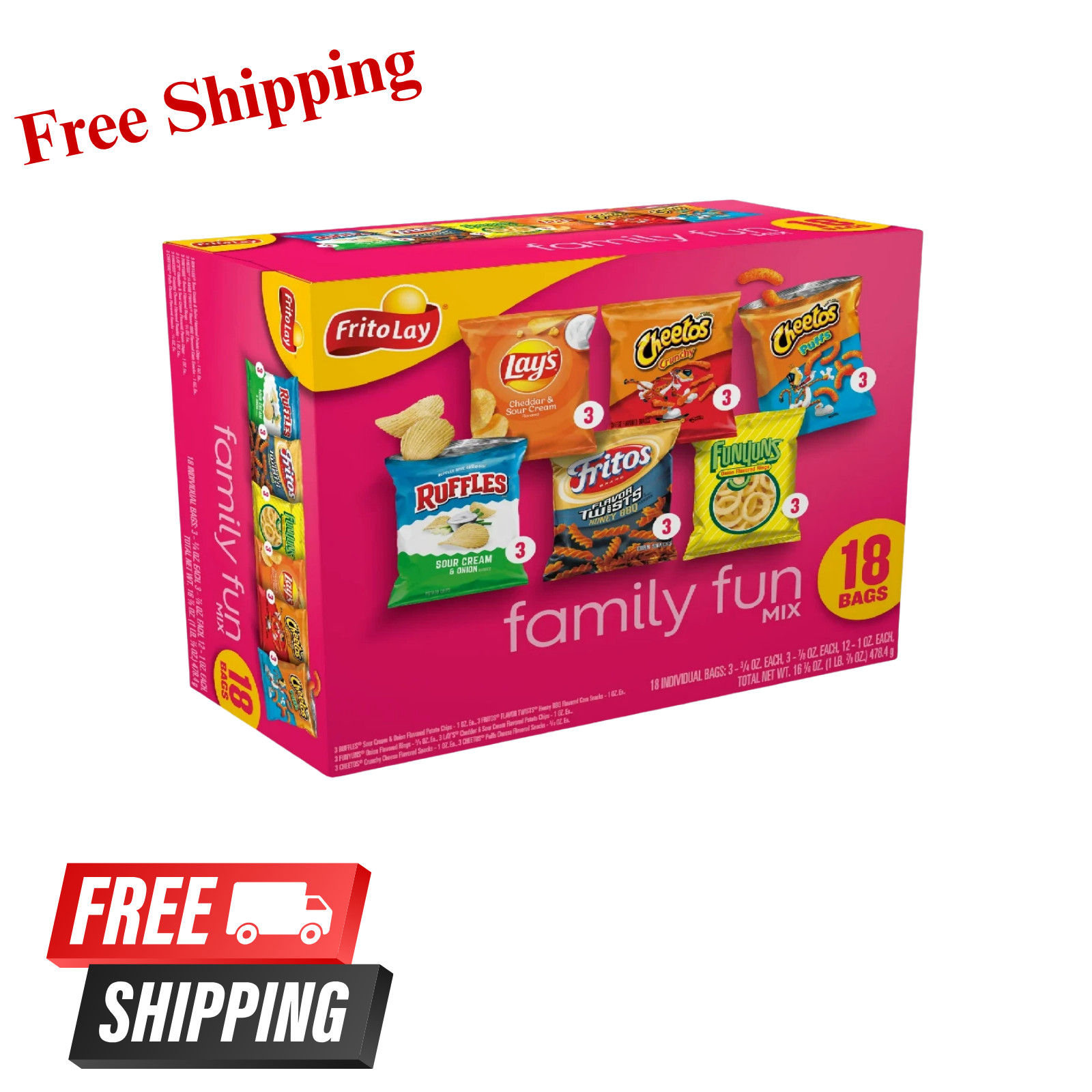 Frito-Lay Family Fun Mix Variety Pack Snack Chips, 18 Count Multipack New******