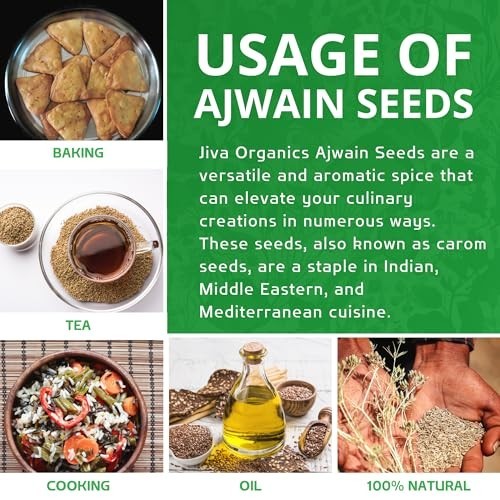 Organic Ajwain Seeds 7 oz Whole Carom Seed Ajamo USDA Non-GMO Resealable Bag