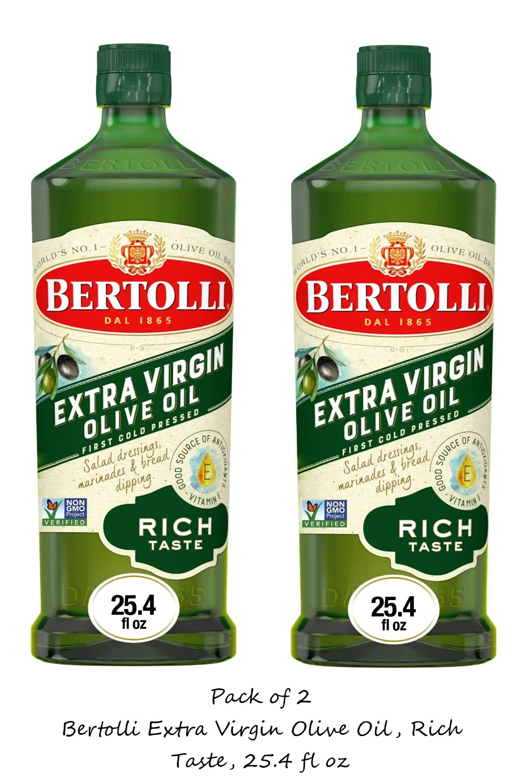 Bertolli Extra Virgin Olive Oil, Rich Taste, 25.4 fl oz (2 Pack)