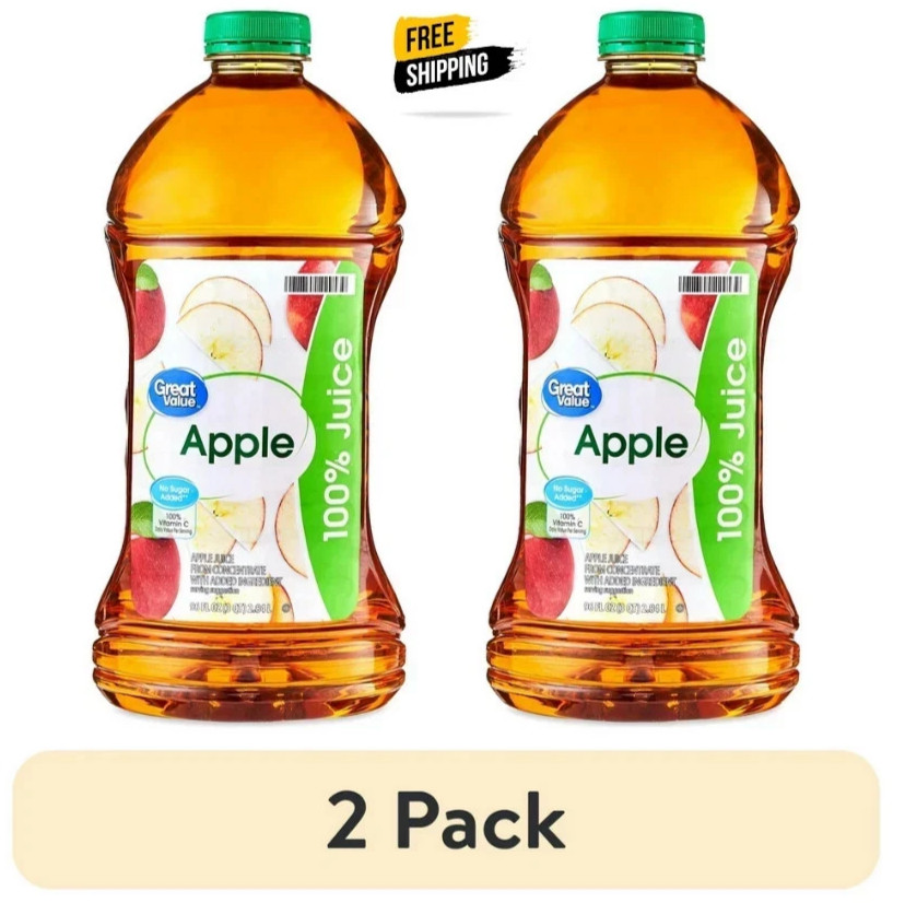 (2 pack) Great Value 100% Apple Juice, 96 fl oz