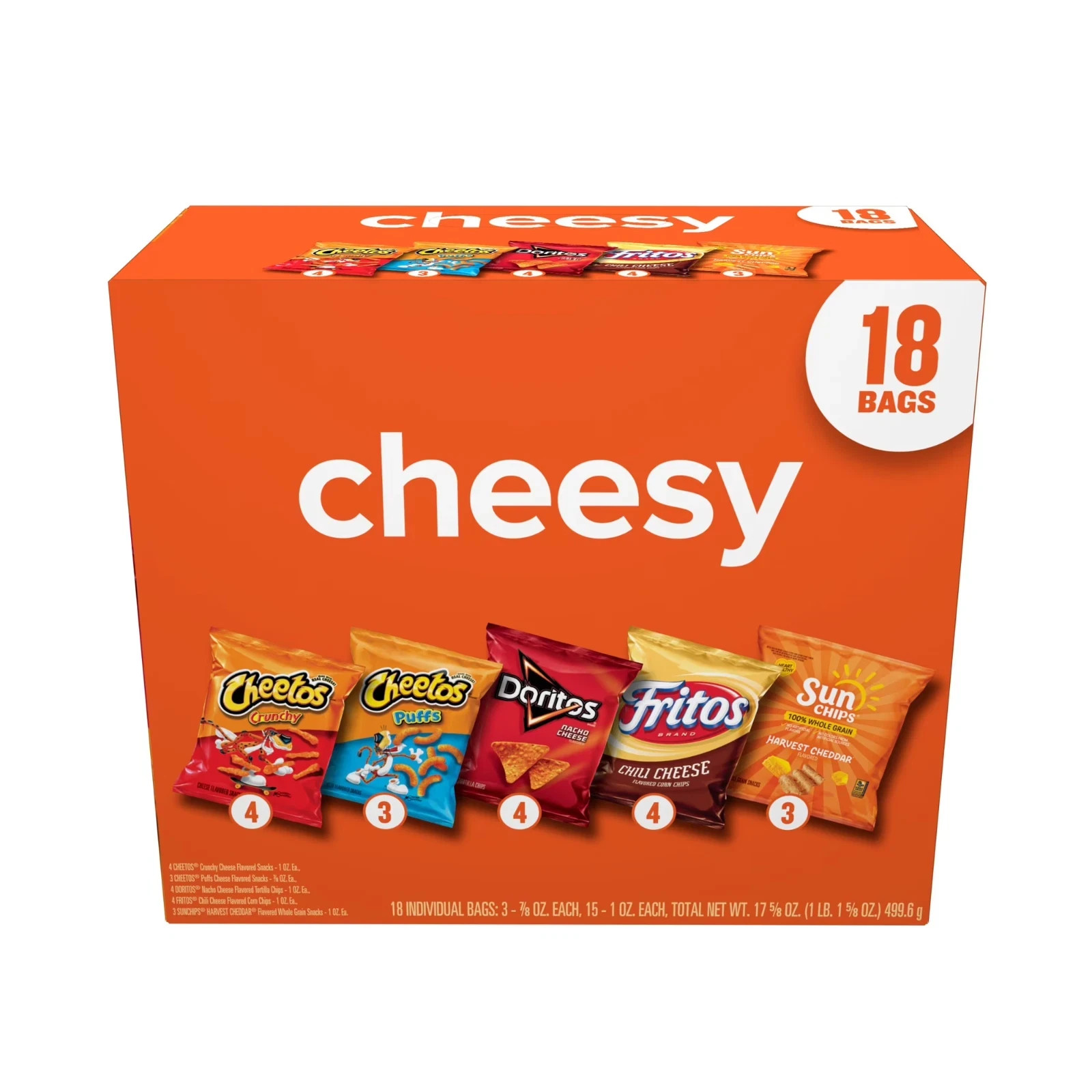 Frito-Lay Cheesy Snack Chips Variety Pack, 18 Count Multipack Box Free Shipping.