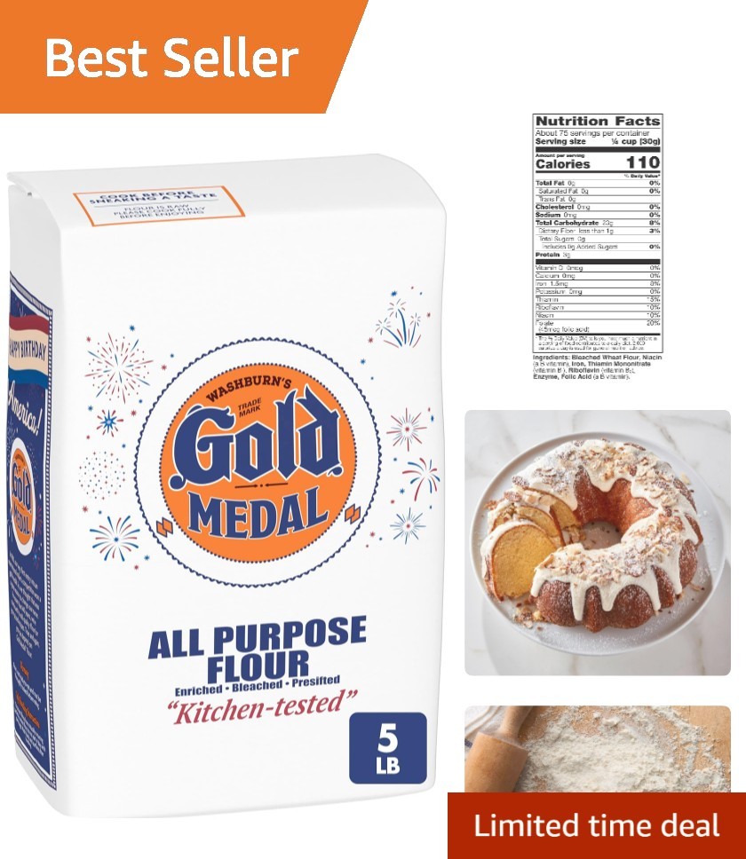 All Purpose Flour, Baking Flour, 5 lb Bag | Ideal for Breads, Pizza Dough, Co…